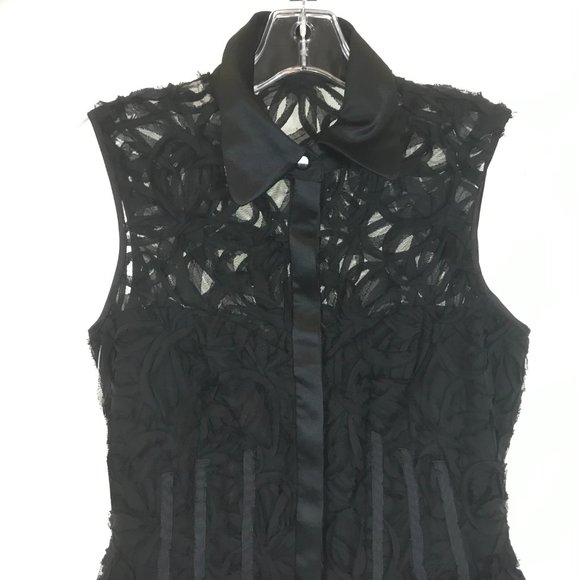 NWT Womens Size 6 Jill Jill Stuart Black Modern Floral Applique Dress - Picture 2 of 12